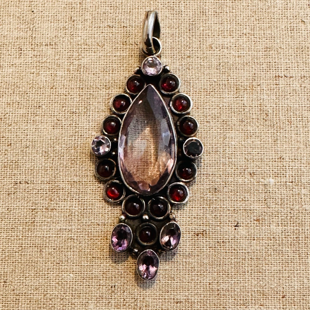 Vintage | Pendant | Amethyst & Garnet Sterling Silver Pendant